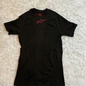 Alpinestars Compression Shirt Mens M-L Black Excellent Base Layer Short Sleeve